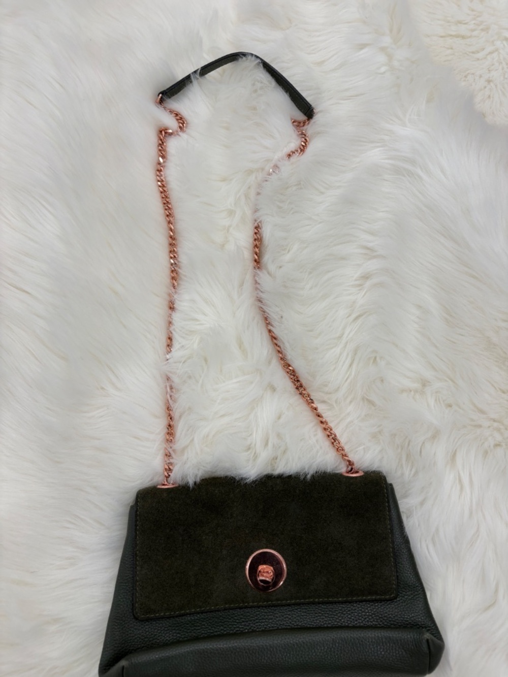 Ted Baker SOPHINA Suede Circle Lock Shoulder Bag - Green
